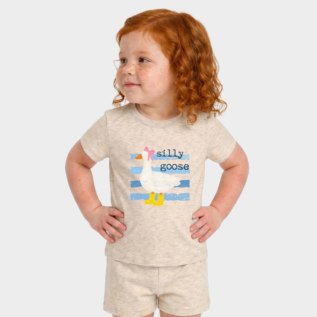 Silly Goose Blue Stripes - Toddler Crew Shorts Set product image 8