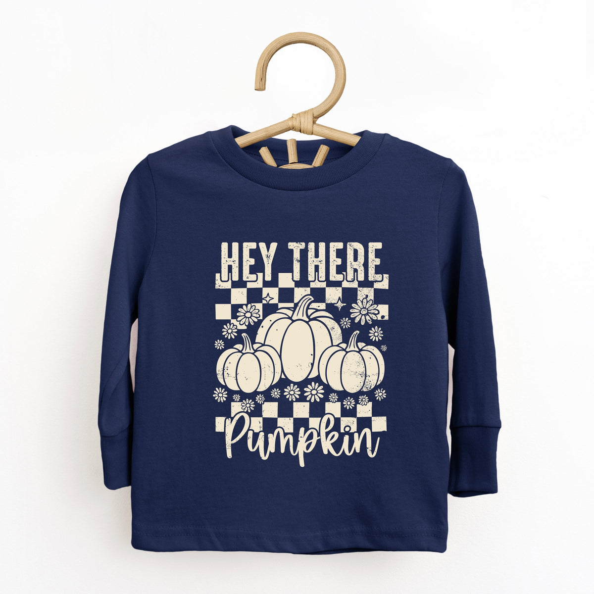 Hey There Pumpkin Checkered - Toddler Long Sleeve Graphic product image 1