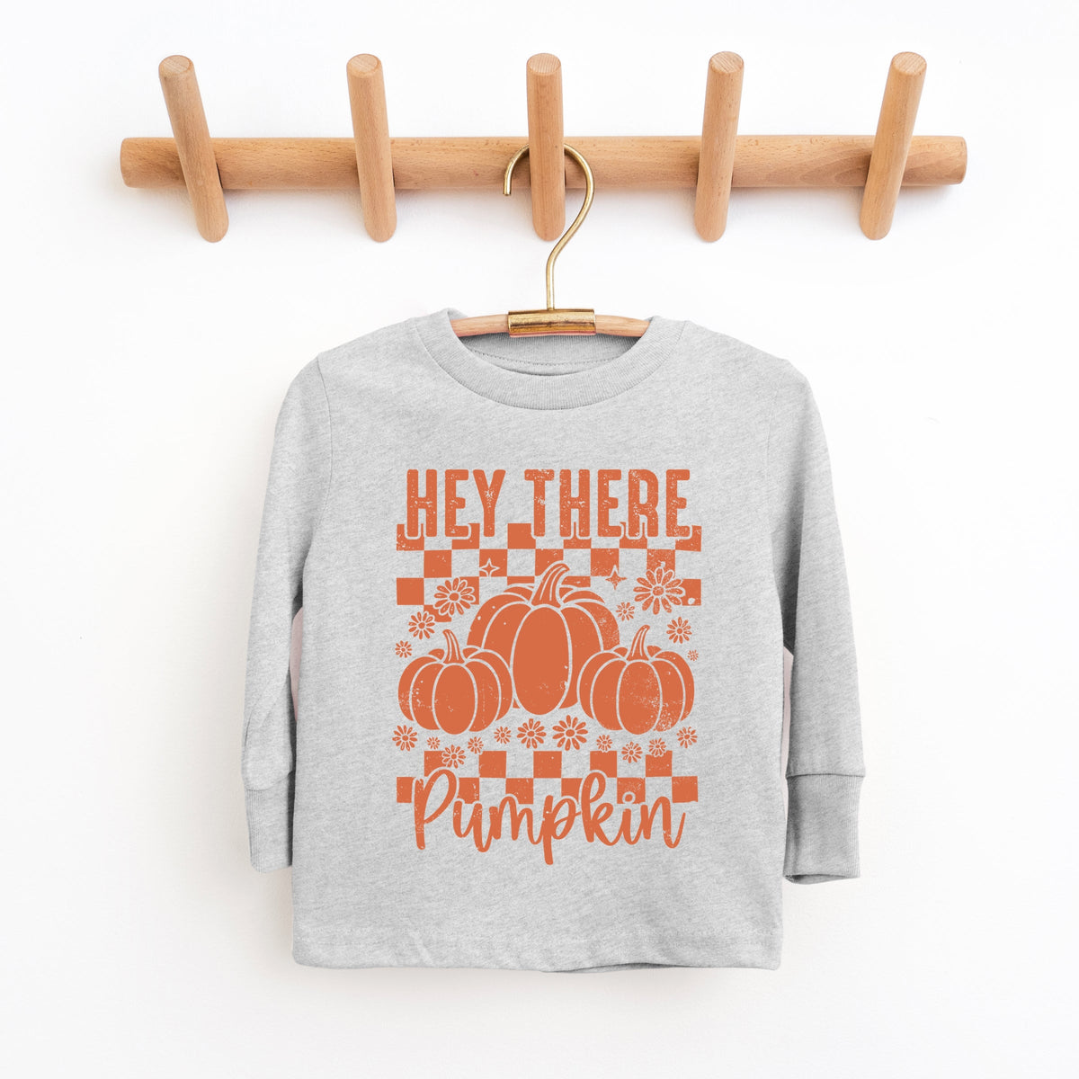 Hey There Pumpkin Checkered - Youth Long Sleeve Graphic product image 5