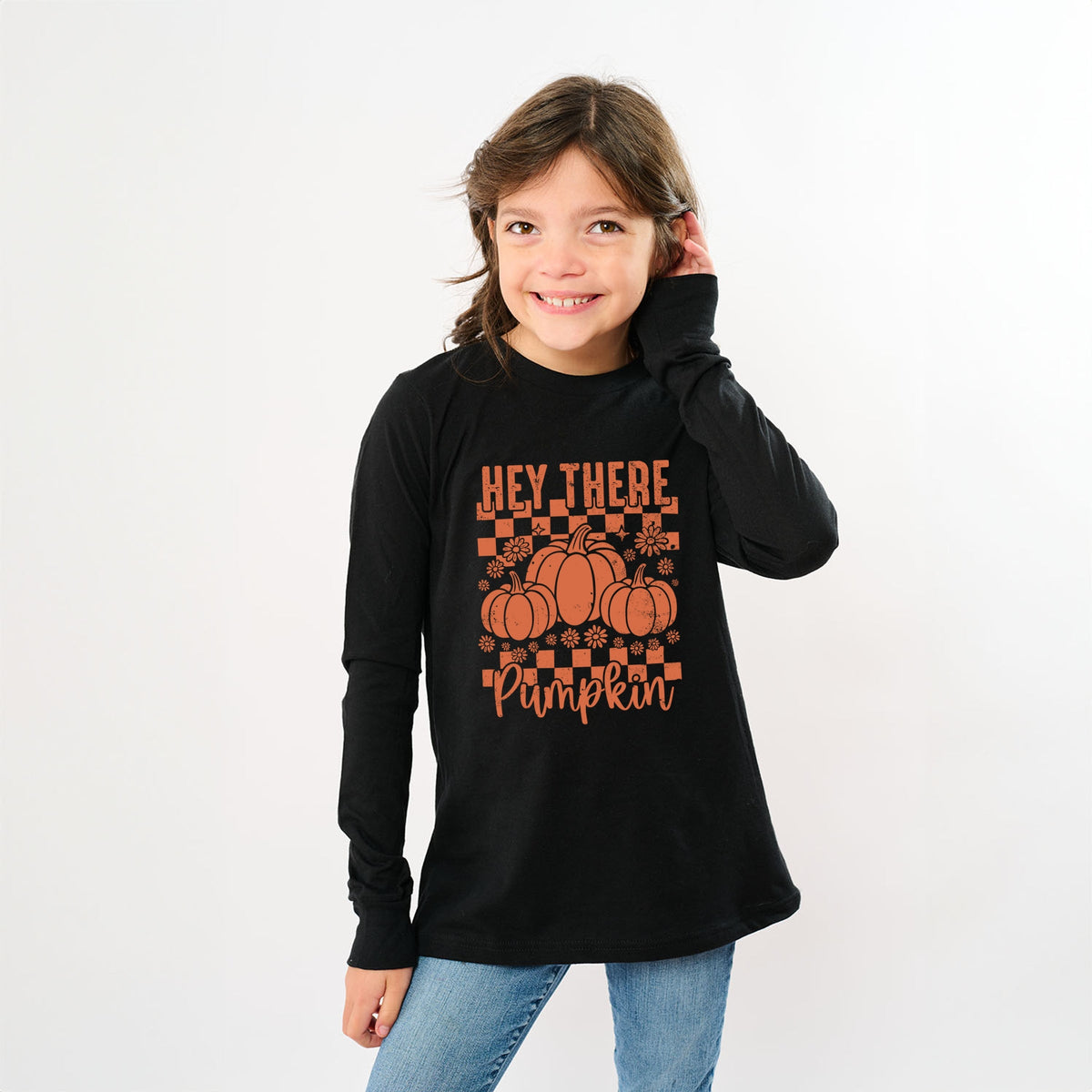 Hey There Pumpkin Checkered - Youth Long Sleeve Graphic product image 1