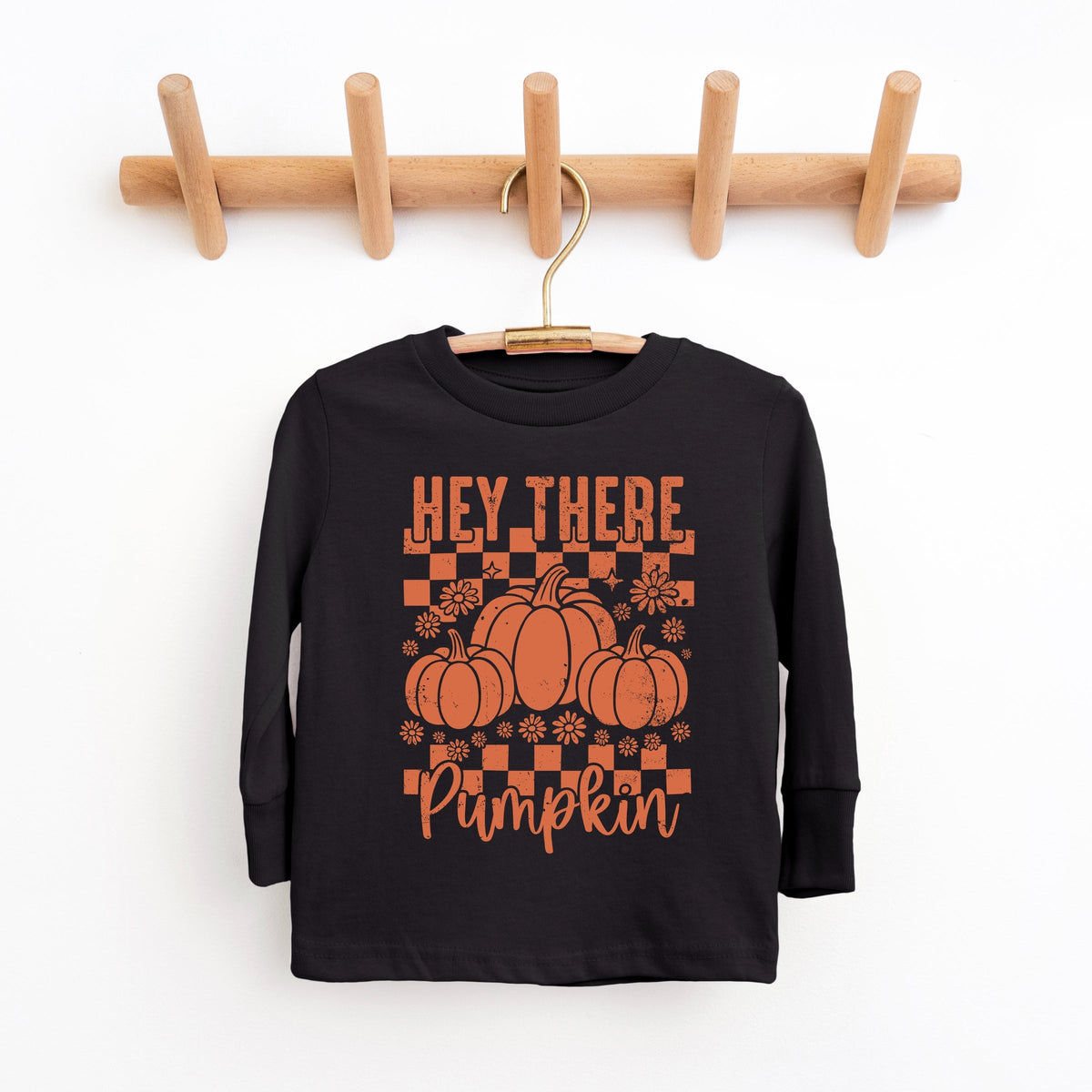 Hey There Pumpkin Checkered - Youth Long Sleeve Graphic product image 2