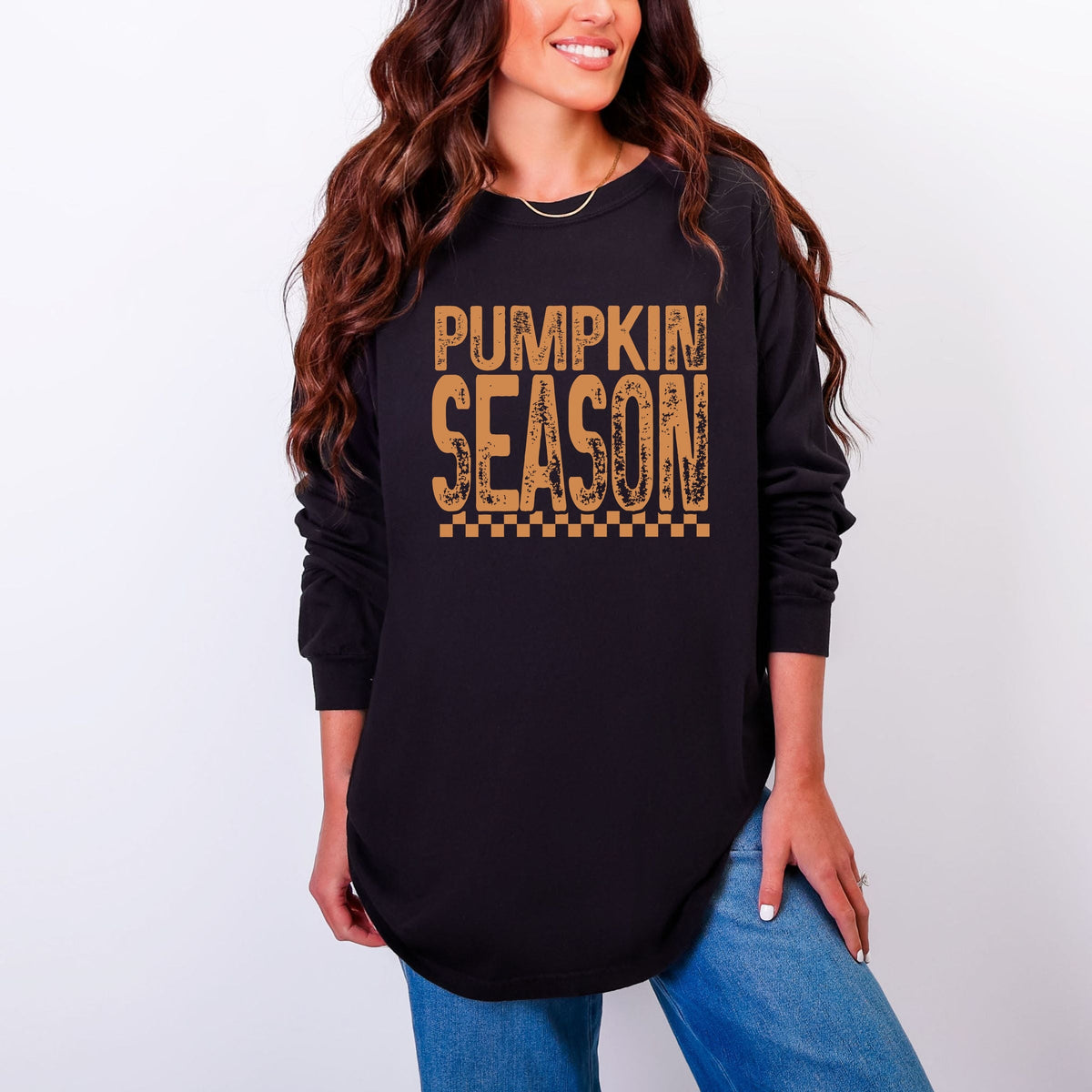 Pumpkin Season Checkered Distressed - Women's Garment Dyed product image 4