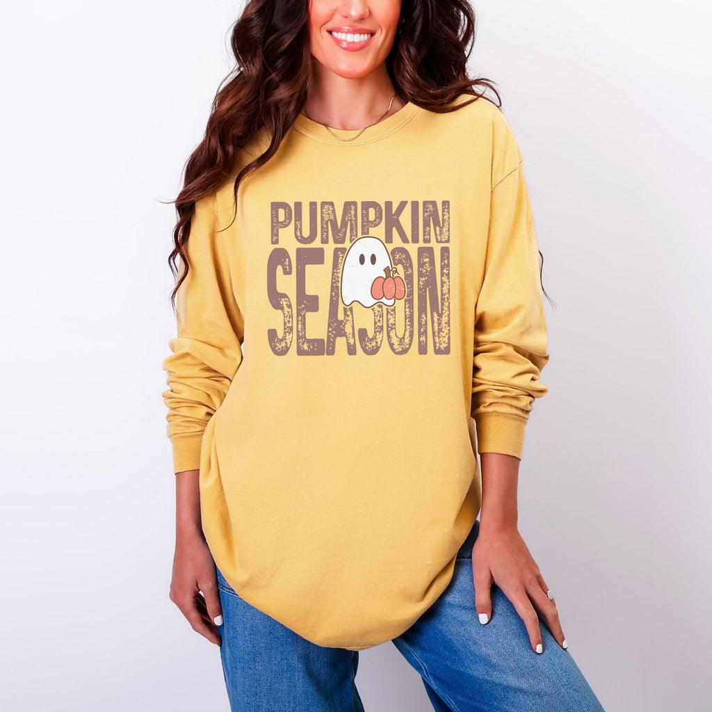 Pumpkin Season Ghost - Women's Garment Dyed Long Sleeve product image 1