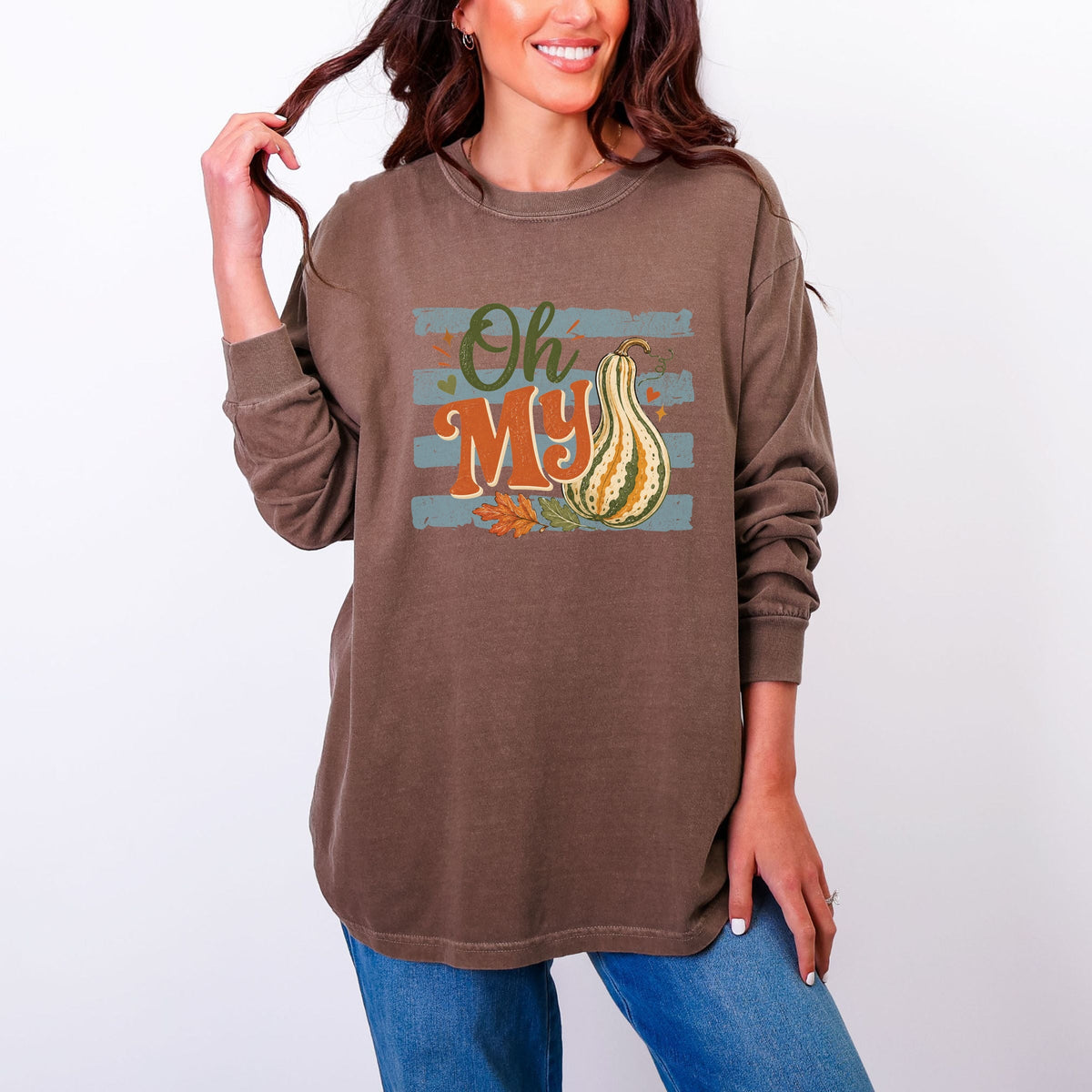 Oh My Gourd Stripes - Women's Garment Dyed Long Sleeve product image 4