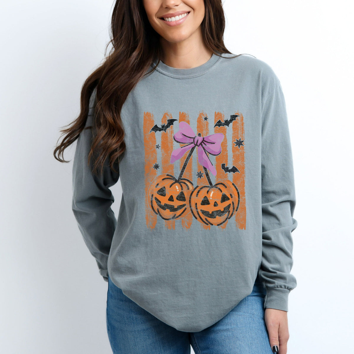 Pumpkin Cherry Bunch - Women's Garment Dyed Long Sleeve product image 4