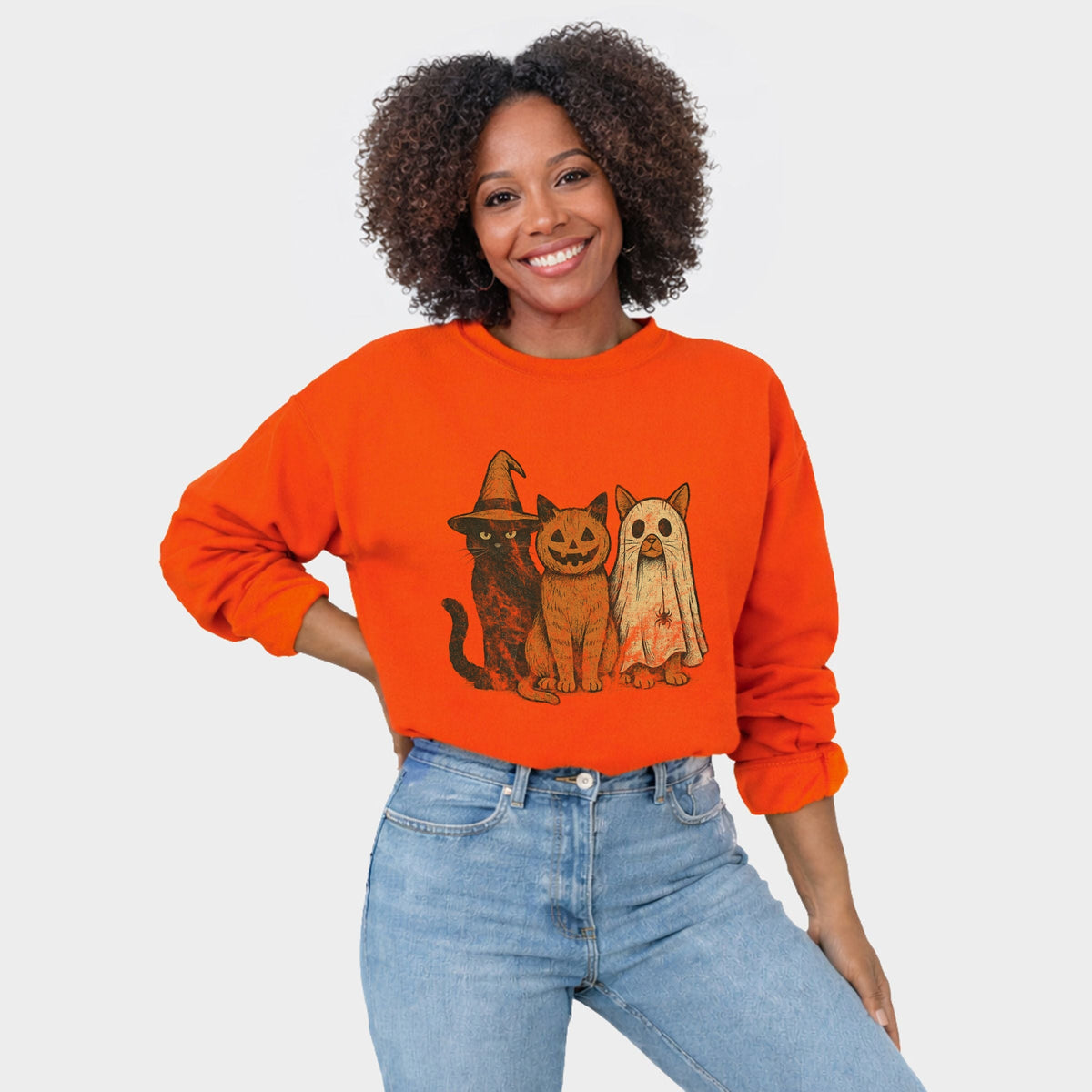 Halloween Cat Trio - Women's Graphic Sweatshirt product image 5