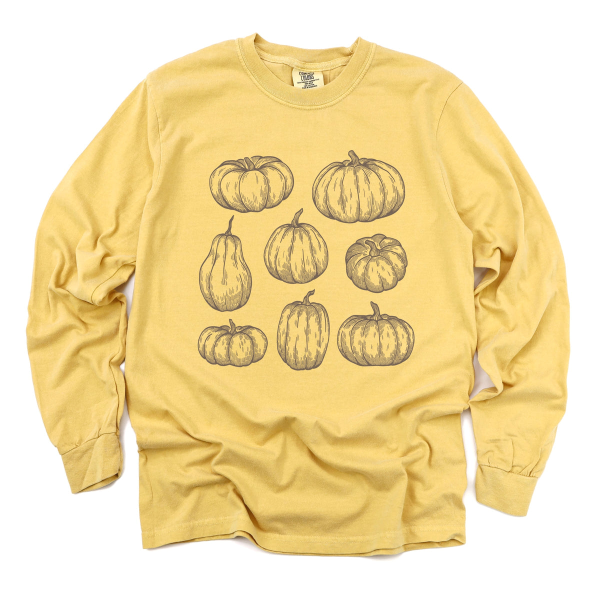 Sketched Pumpkin Collage - Women's Garment Dyed Long Sleeve product image 2
