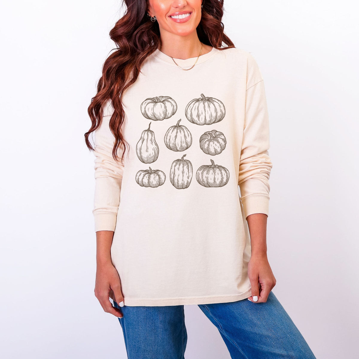Sketched Pumpkin Collage - Women's Garment Dyed Long Sleeve product image 4
