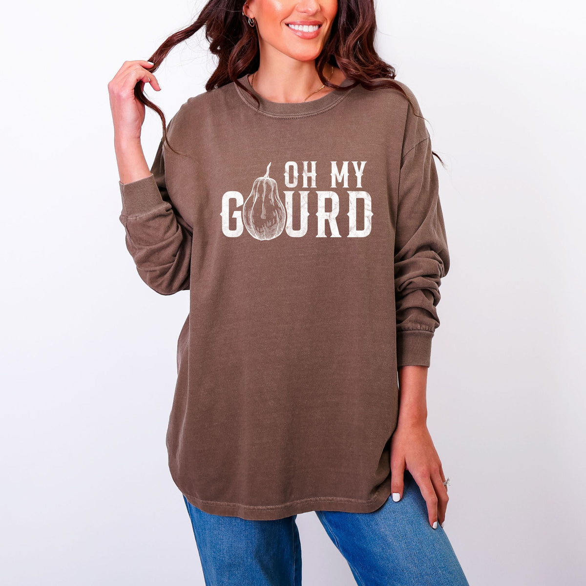 Oh My Gourd Distressed - Women's Garment Dyed Long Sleeve product image 1