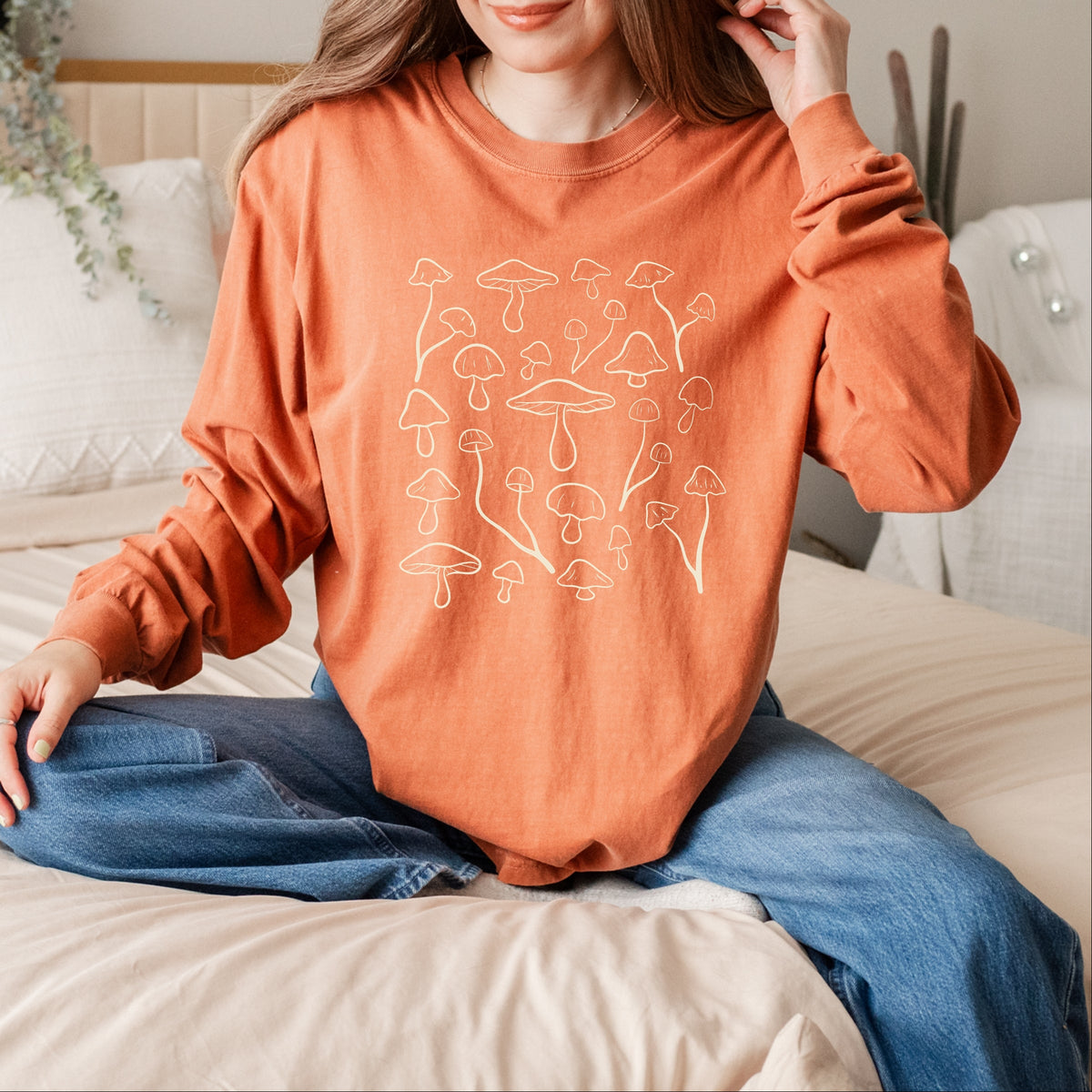 Woodland Mushrooms - Women's Garment Dyed Long Sleeve product image 4