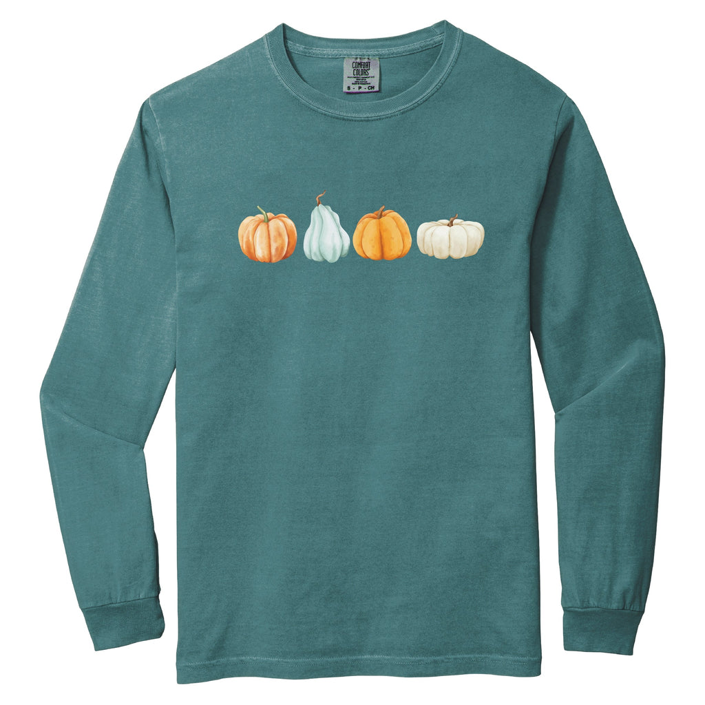 Watercolor Pumpkins Row - Women's Garment Dyed Long Sleeve product image 2