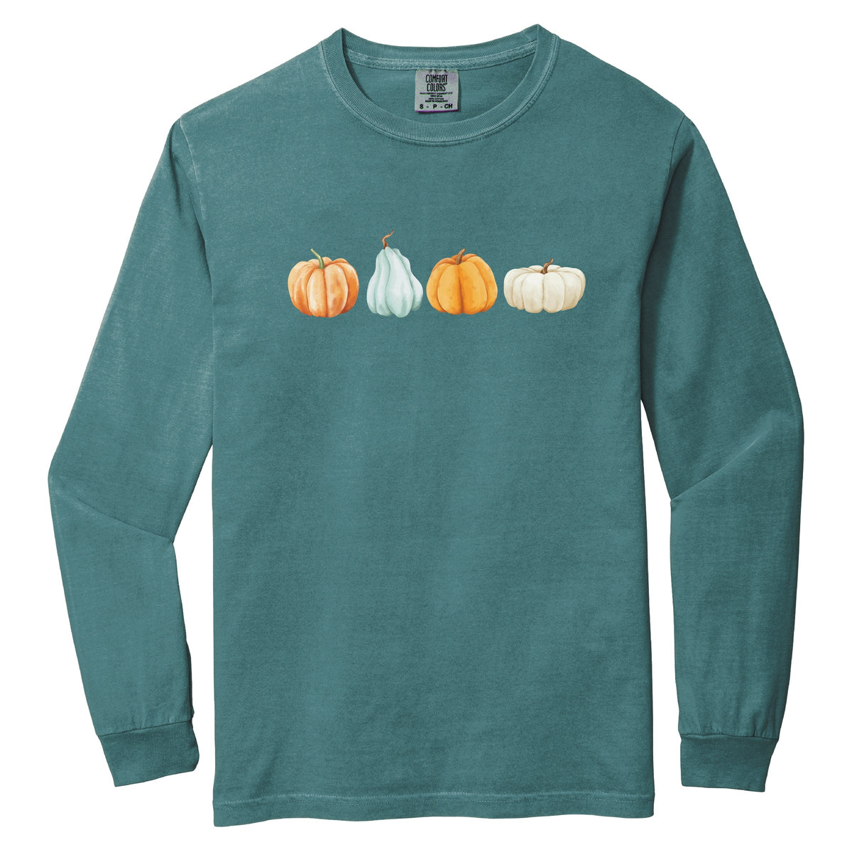 Watercolor Pumpkins Row - Women's Garment Dyed Long Sleeve product image 2