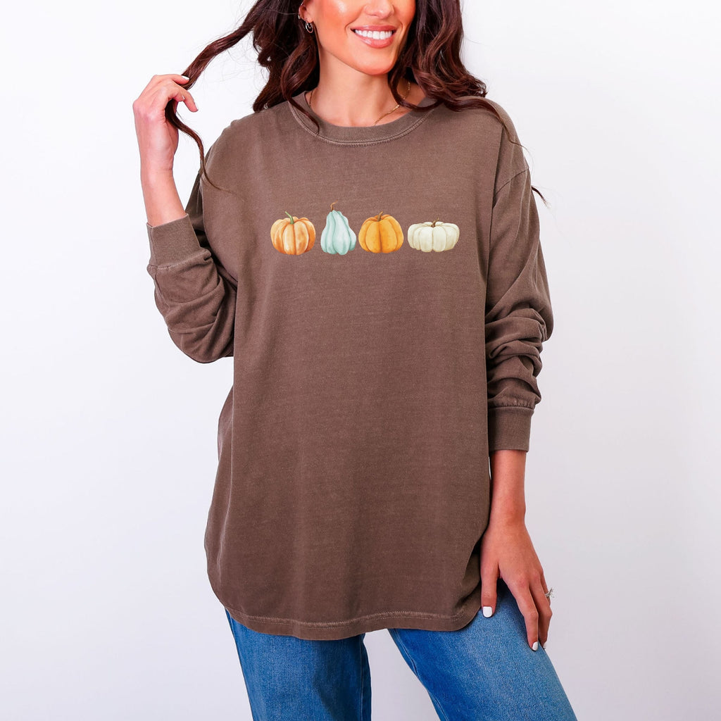 Watercolor Pumpkins Row - Women's Garment Dyed Long Sleeve product image 10