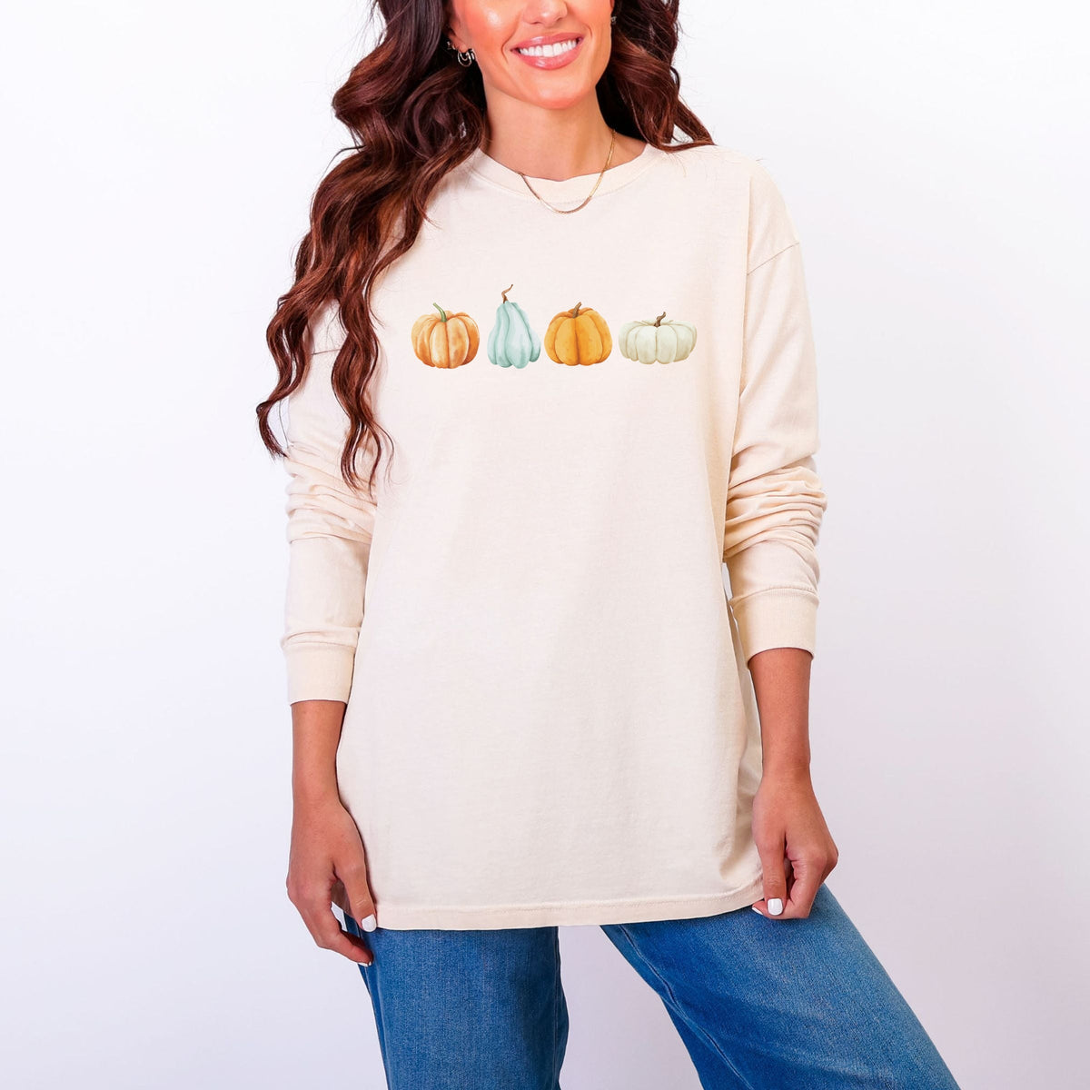 Watercolor Pumpkins Row - Women's Garment Dyed Long Sleeve product image 11