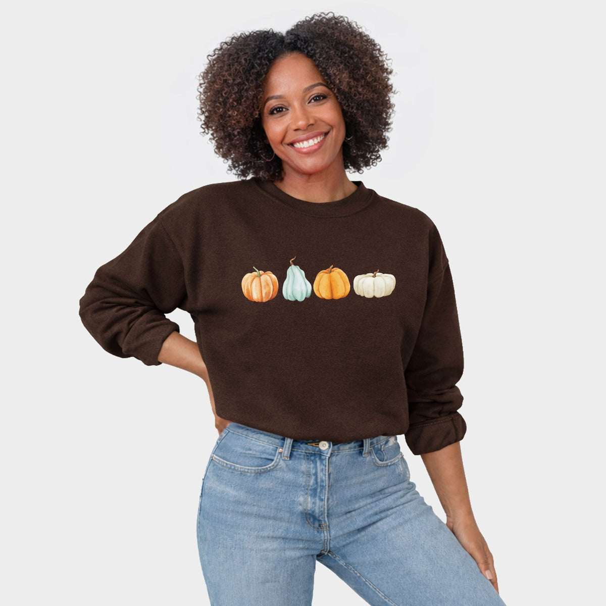 Watercolor Pumpkins Row - Women's Graphic Sweatshirt product image 2