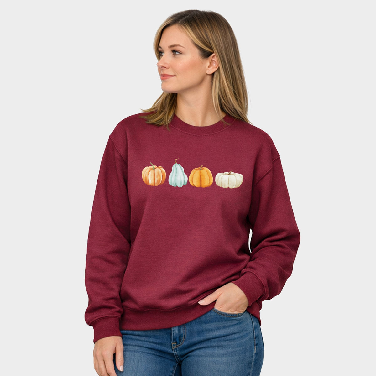 Watercolor Pumpkins Row - Women's Graphic Sweatshirt product image 7