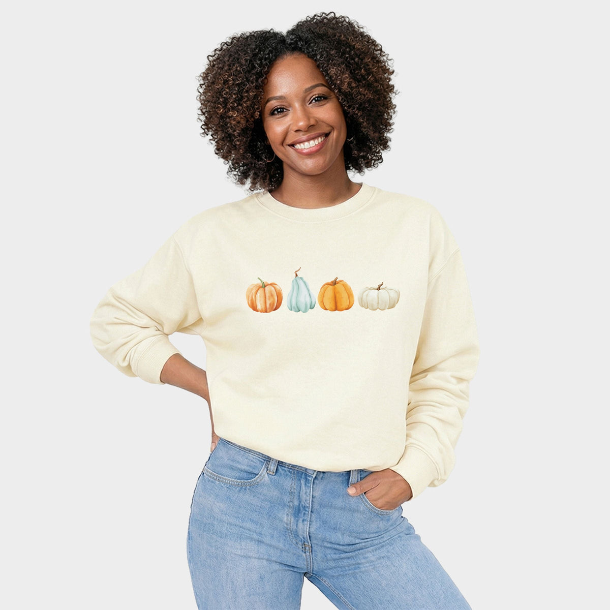 Watercolor Pumpkins Row - Women's Graphic Sweatshirt product image 5