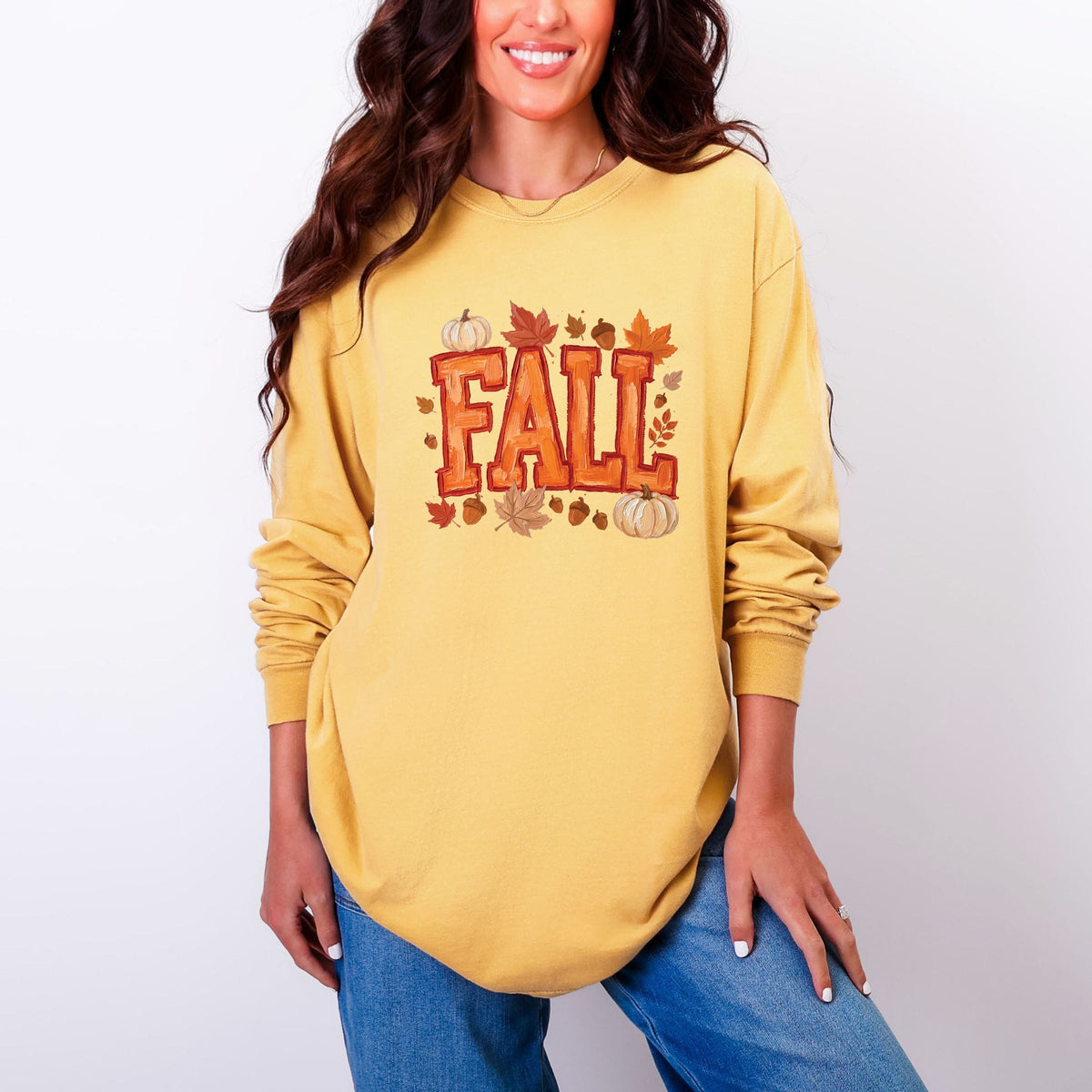 Fall Block Painted - Women's Garment Dyed Long Sleeve product image 1