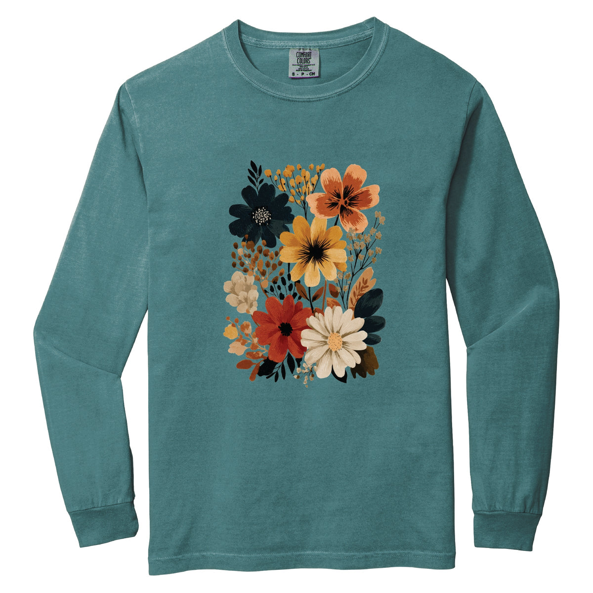 Autumn Floral - Women's Garment Dyed Long Sleeve Graphic product image 4