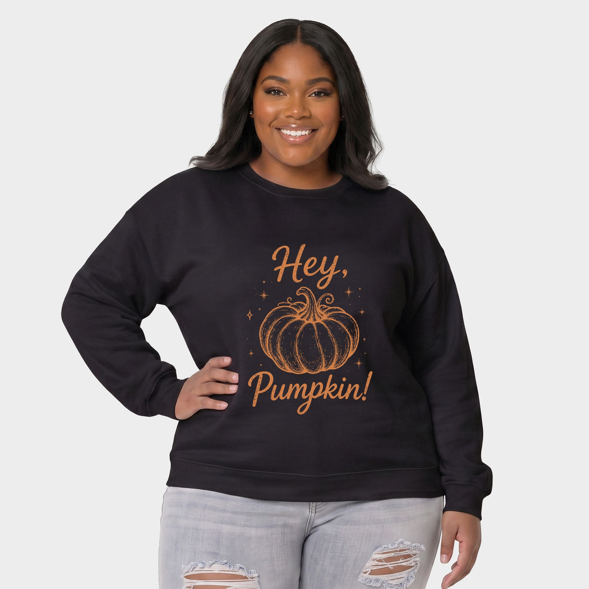 Hey Pumpkin Sparkles - Women's Plus Sized Graphic Sweatshirt product image 4