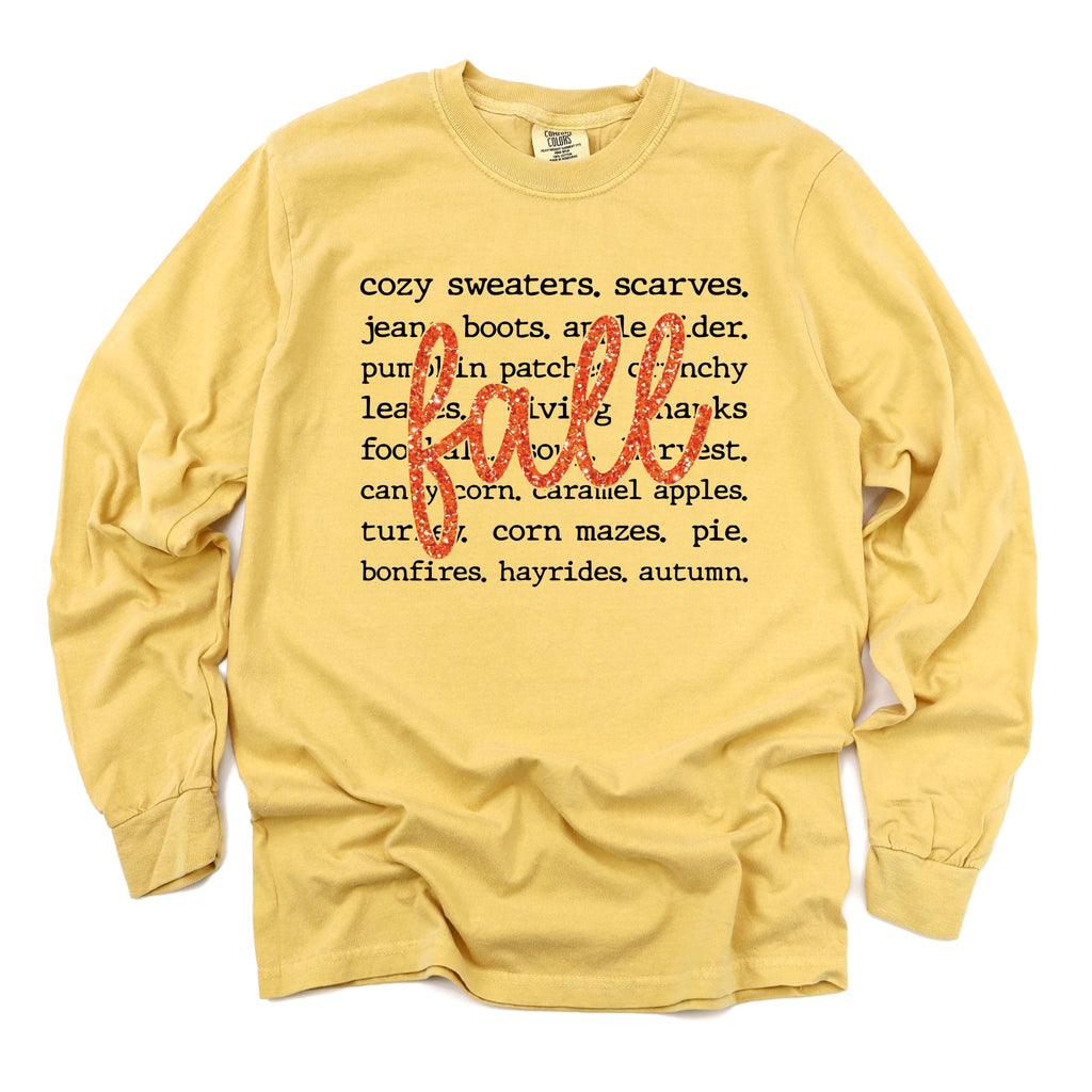 Fall Cursive Text Glitter - Women's Garment Dyed Long product image 8