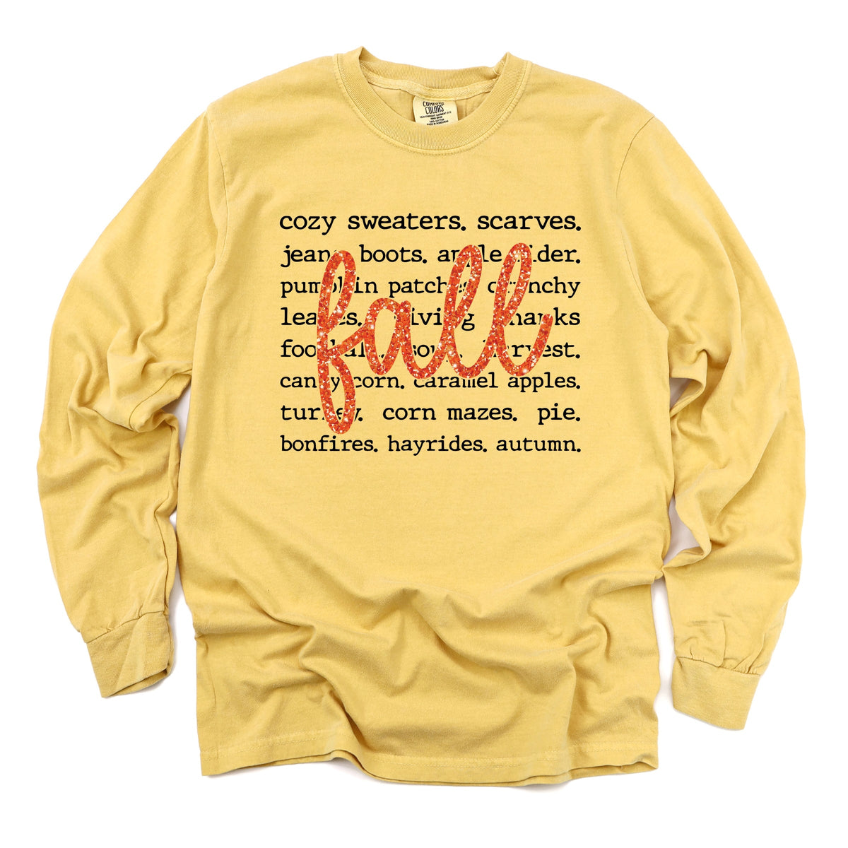 Fall Cursive Text Glitter - Women's Garment Dyed Long product image 8