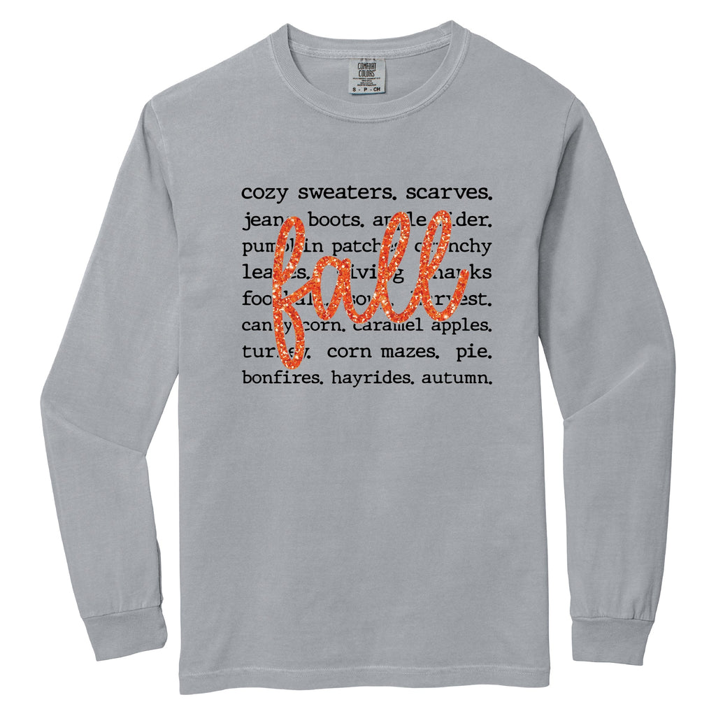 Fall Cursive Text Glitter - Women's Garment Dyed Long product image 2