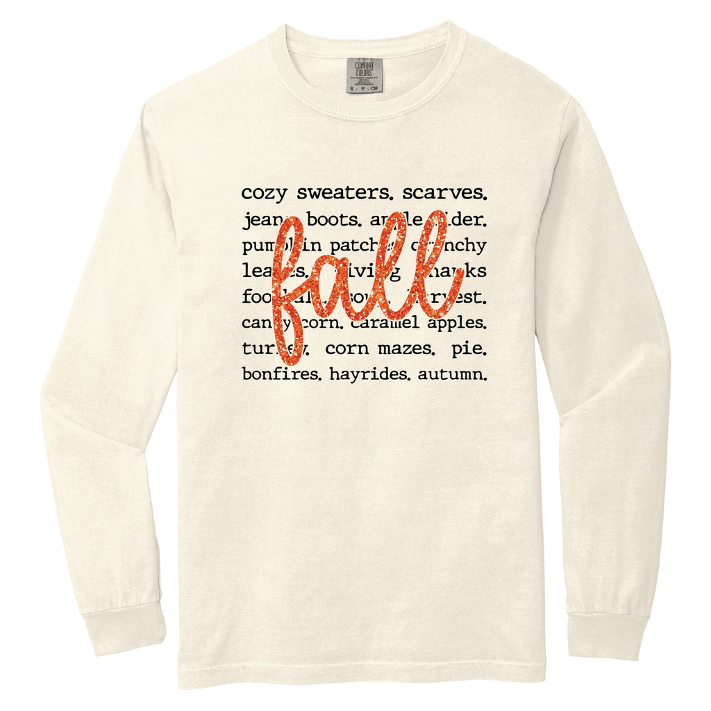 Fall Cursive Text Glitter - Women's Garment Dyed Long product image 5