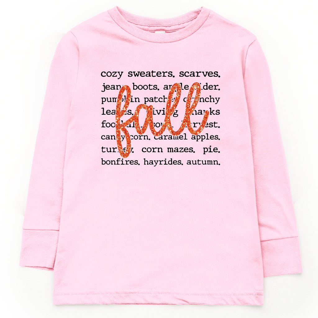 Fall Cursive Text Glitter - Youth Long Sleeve Graphic product image 2