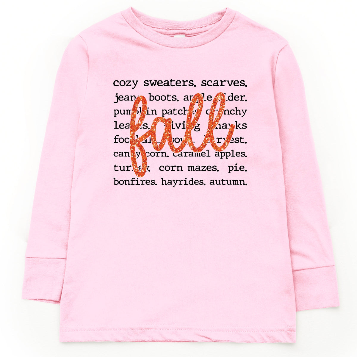Fall Cursive Text Glitter - Youth Long Sleeve Graphic product image 2