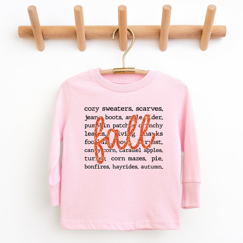 Fall Cursive Text Glitter - Youth Long Sleeve Graphic product image 1