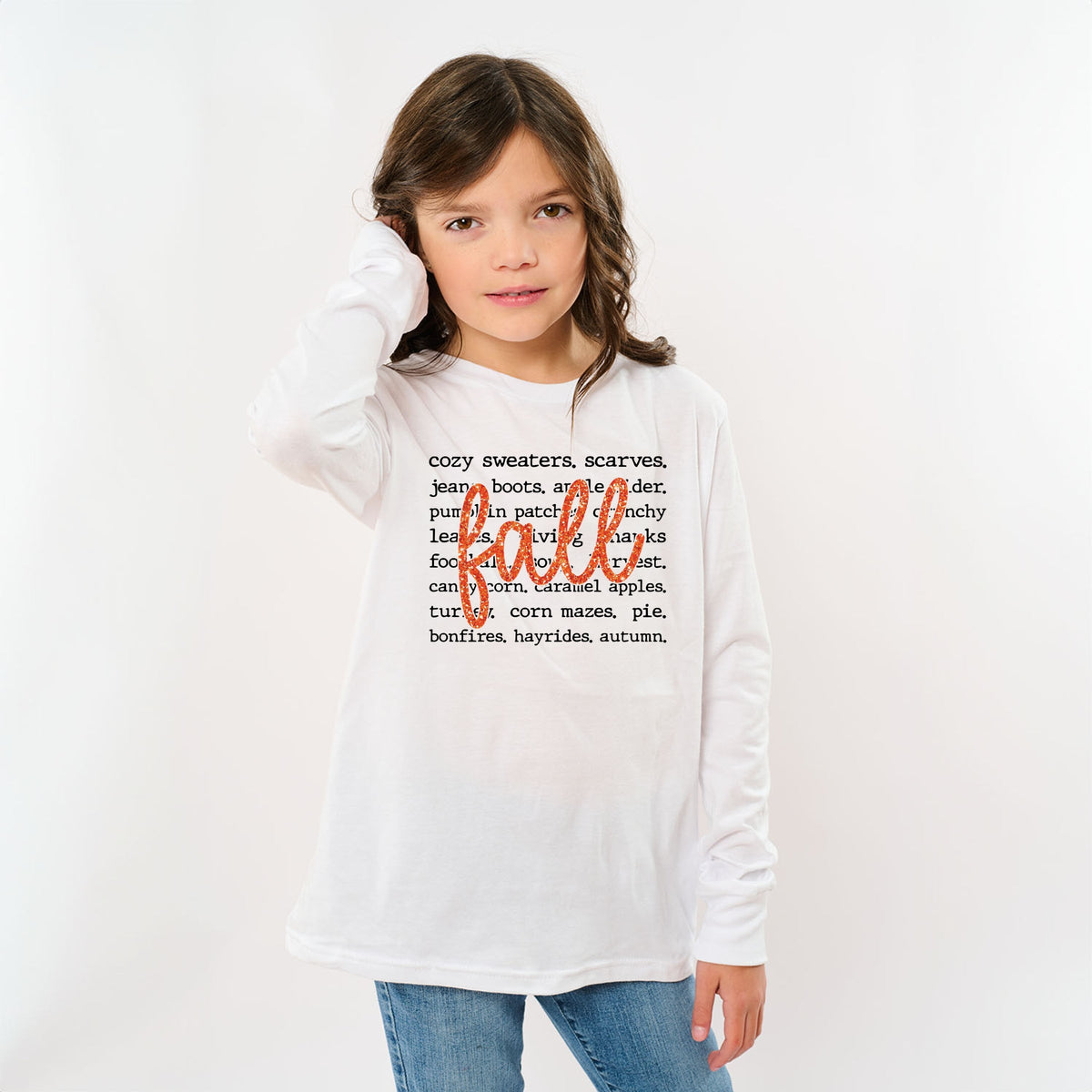 Fall Cursive Text Glitter - Youth Long Sleeve Graphic product image 12