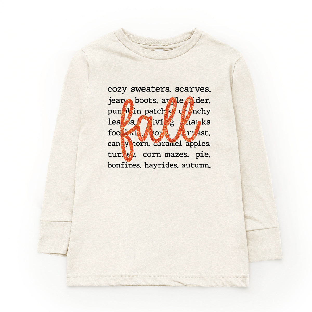 Fall Cursive Text Glitter - Youth Long Sleeve Graphic product image 11