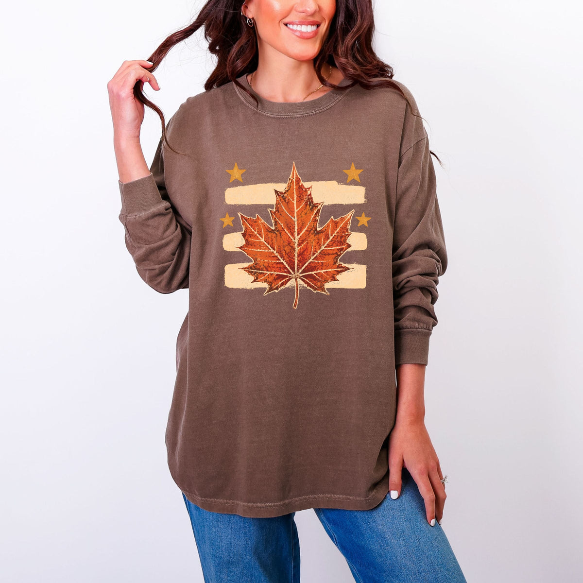 Fall Leaf Stripes - Women's Garment Dyed Long Sleeve product image 1