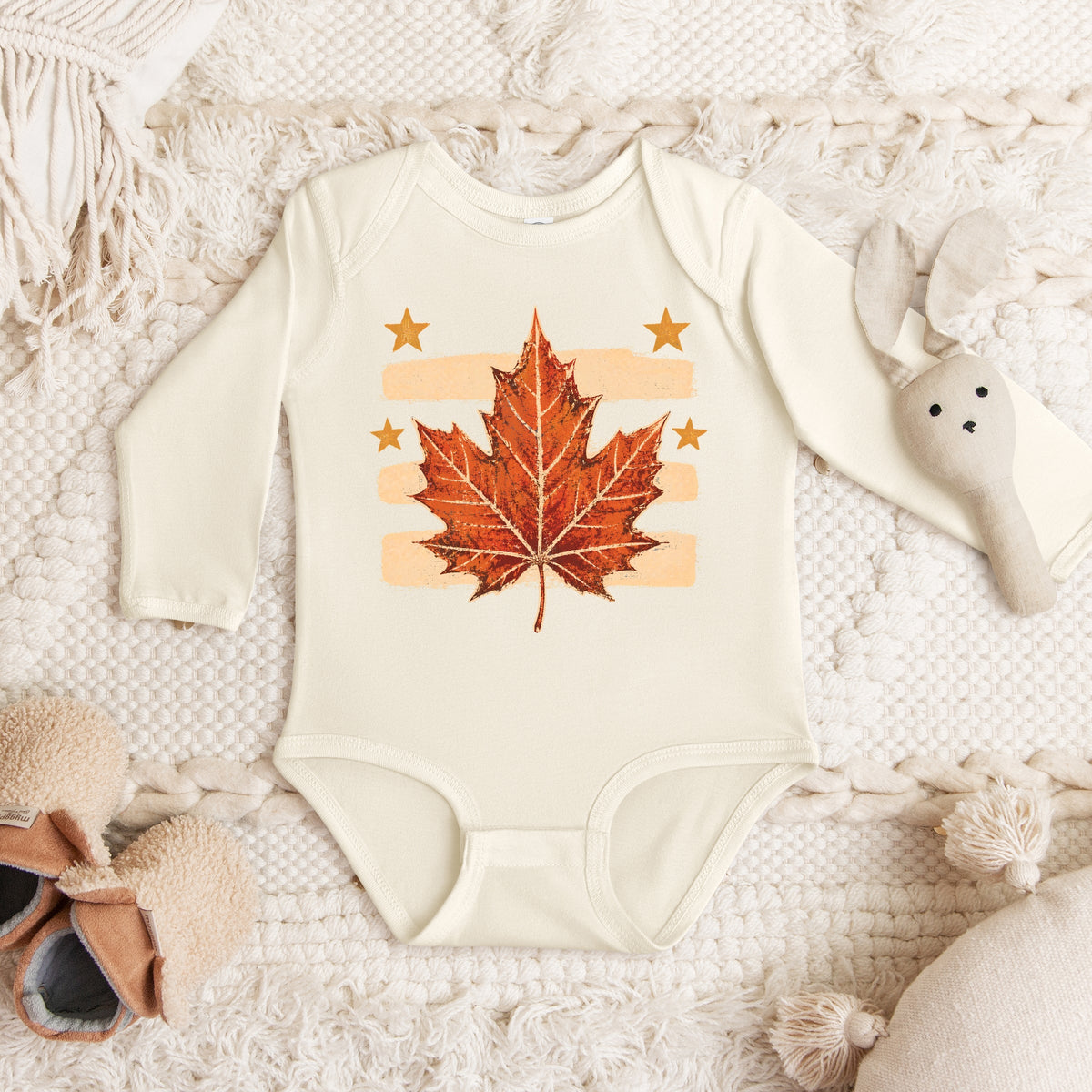 Fall Leaf Stripes - Infant Long Sleeve Bodysuit