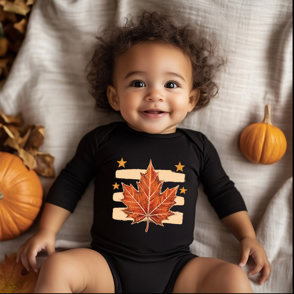 Fall Leaf Stripes - Infant Long Sleeve Bodysuit
