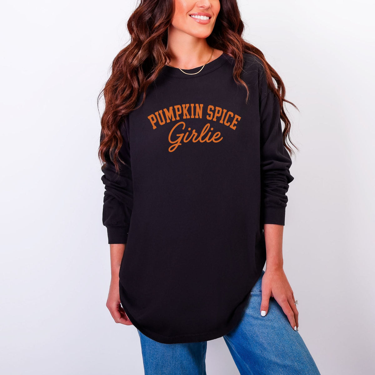 Pumpkin Spice Girlie - Women's Garment Dyed Long Sleeve product image 4