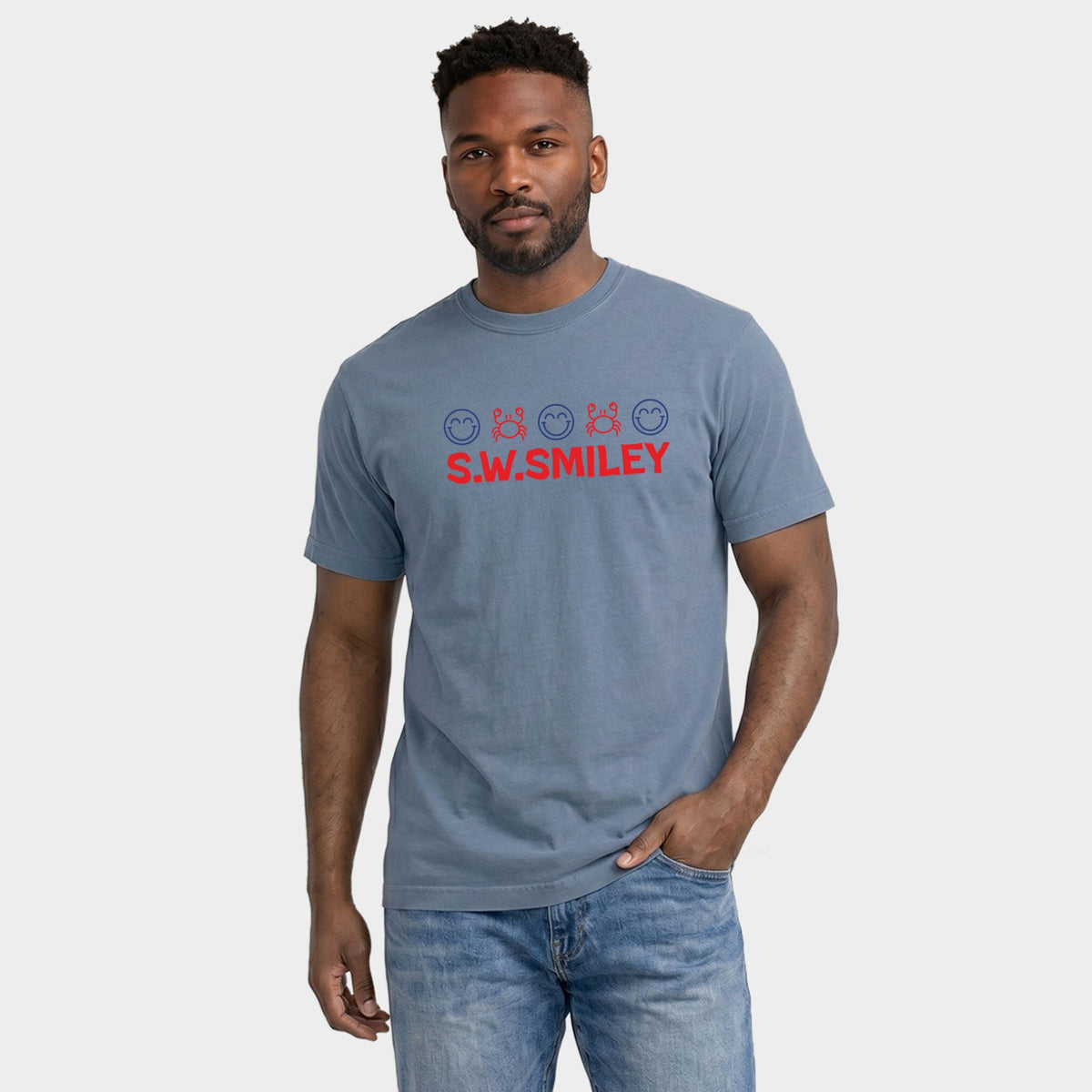 S.W.Smiley Crab Row - Men's Garment Dyed Graphic T-Shirt product image 2