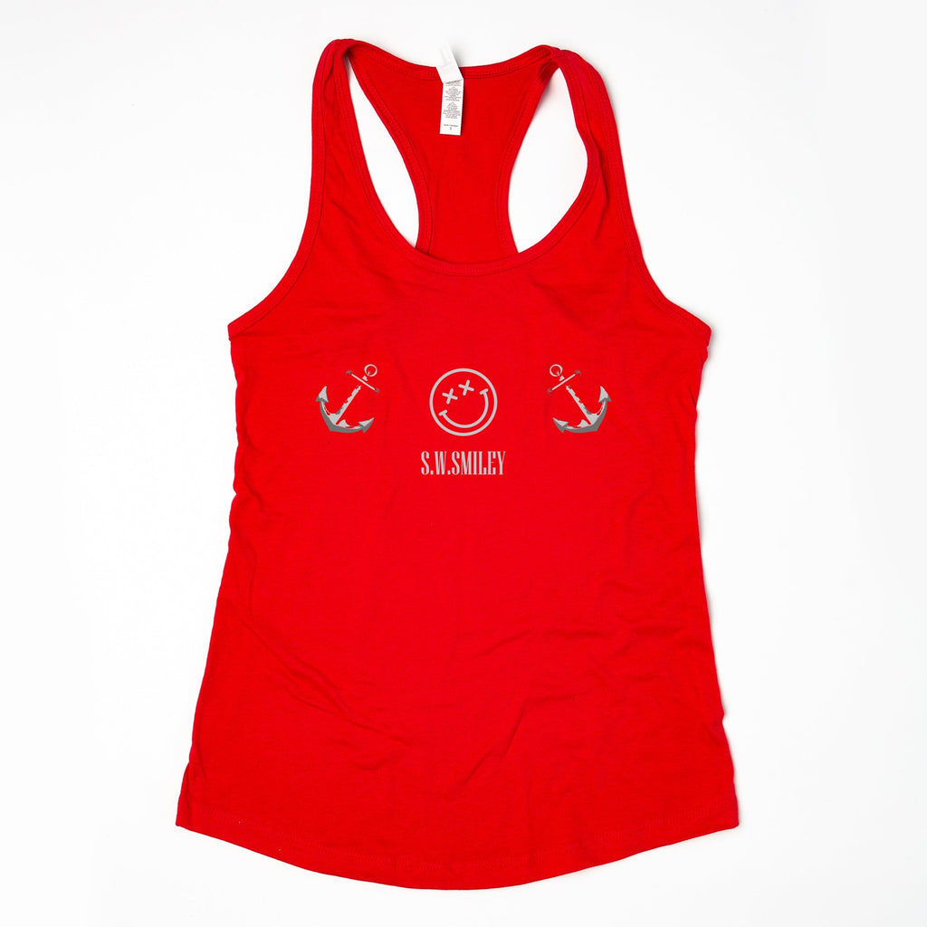S.W.Smiley Anchor Row - Women's Graphic Racerback Tank Top