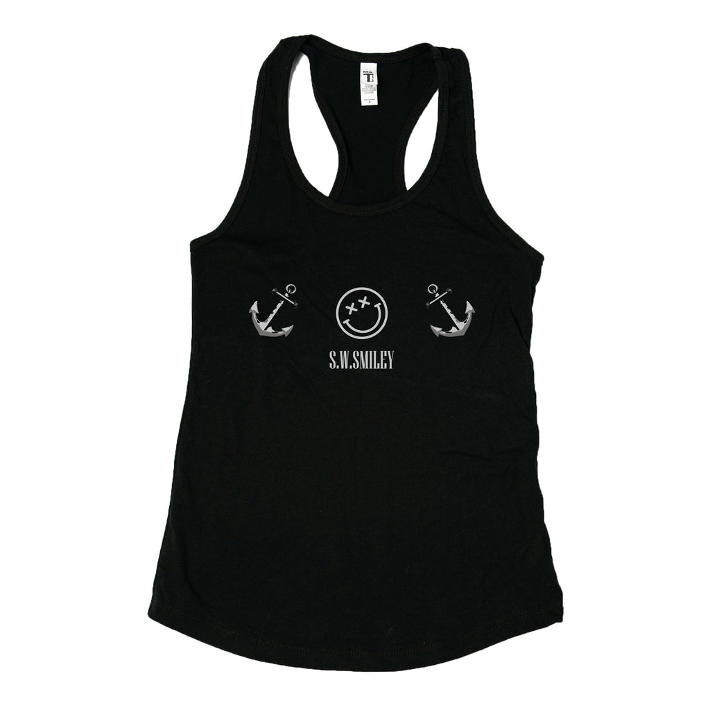 S.W.Smiley Anchor Row - Women's Graphic Racerback Tank Top