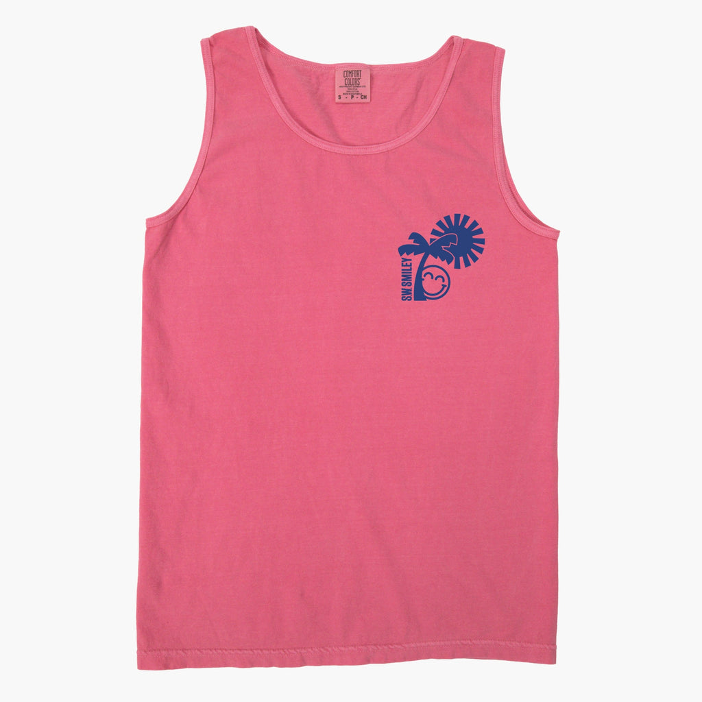 S.W.Smiley Palm Tree Sun - Women's Garment Dyed Graphic Tank Top