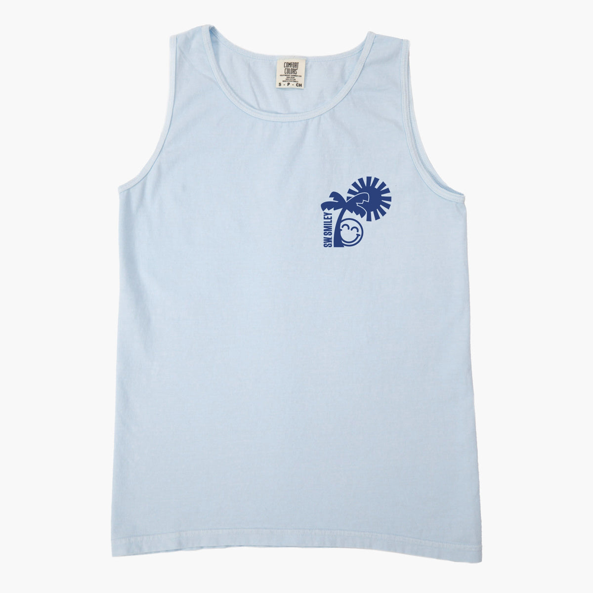 S.W.Smiley Palm Tree Sun - Women's Garment Dyed Graphic Tank Top