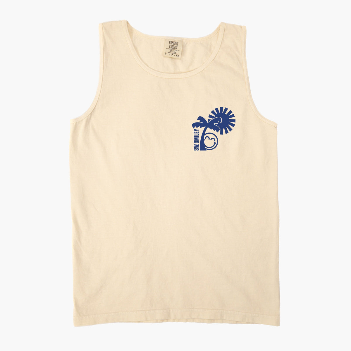 S.W.Smiley Palm Tree Sun - Women's Garment Dyed Graphic Tank Top