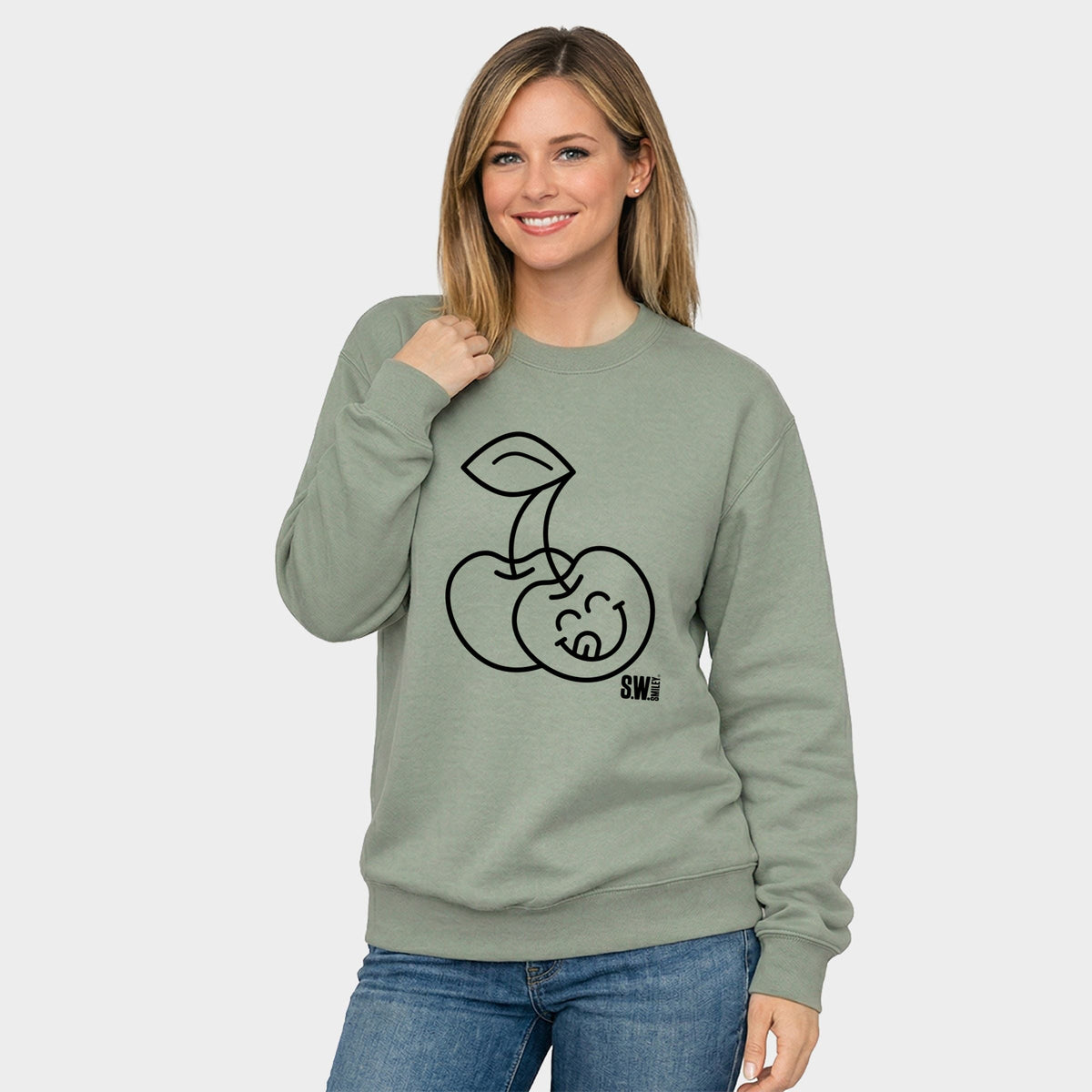 S.W.Smiley Cherry Face Outline - Women's Graphic Sweatshirt product image 4