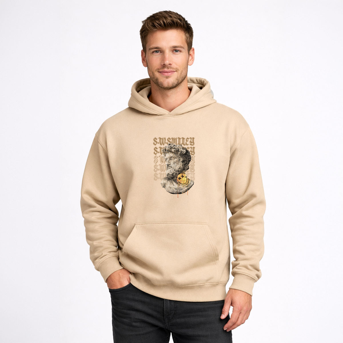 S.W.Smiley Graffitti Roman Statue - Men's Graphic Hoodie product image 11