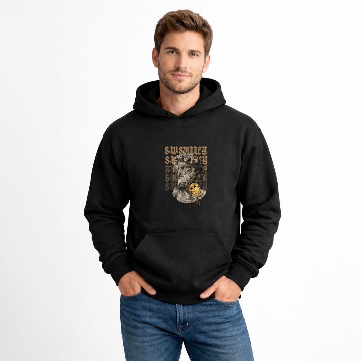 S.W.Smiley Graffitti Roman Statue - Men's Graphic Hoodie product image 7
