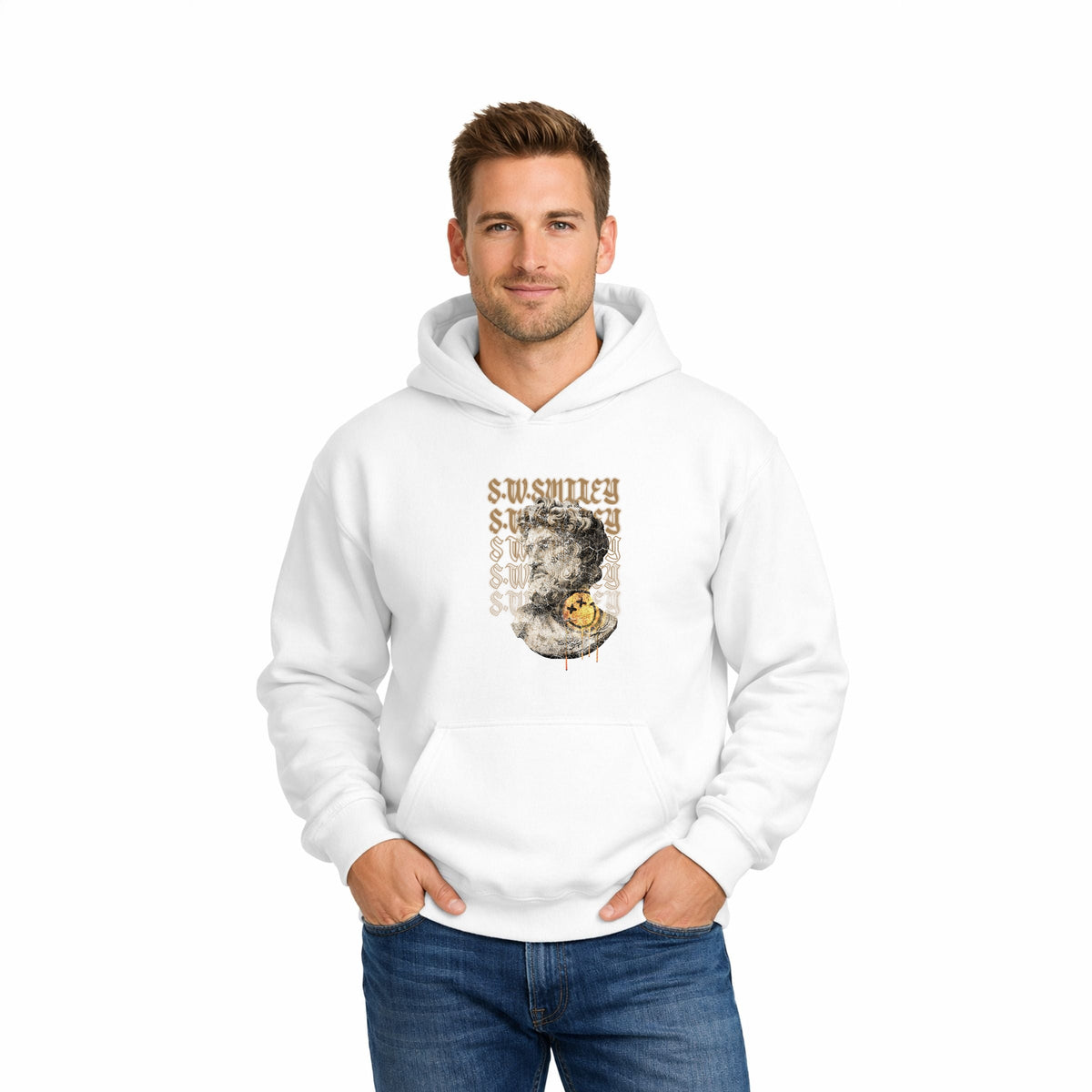 S.W.Smiley Graffitti Roman Statue - Men's Graphic Hoodie product image 1