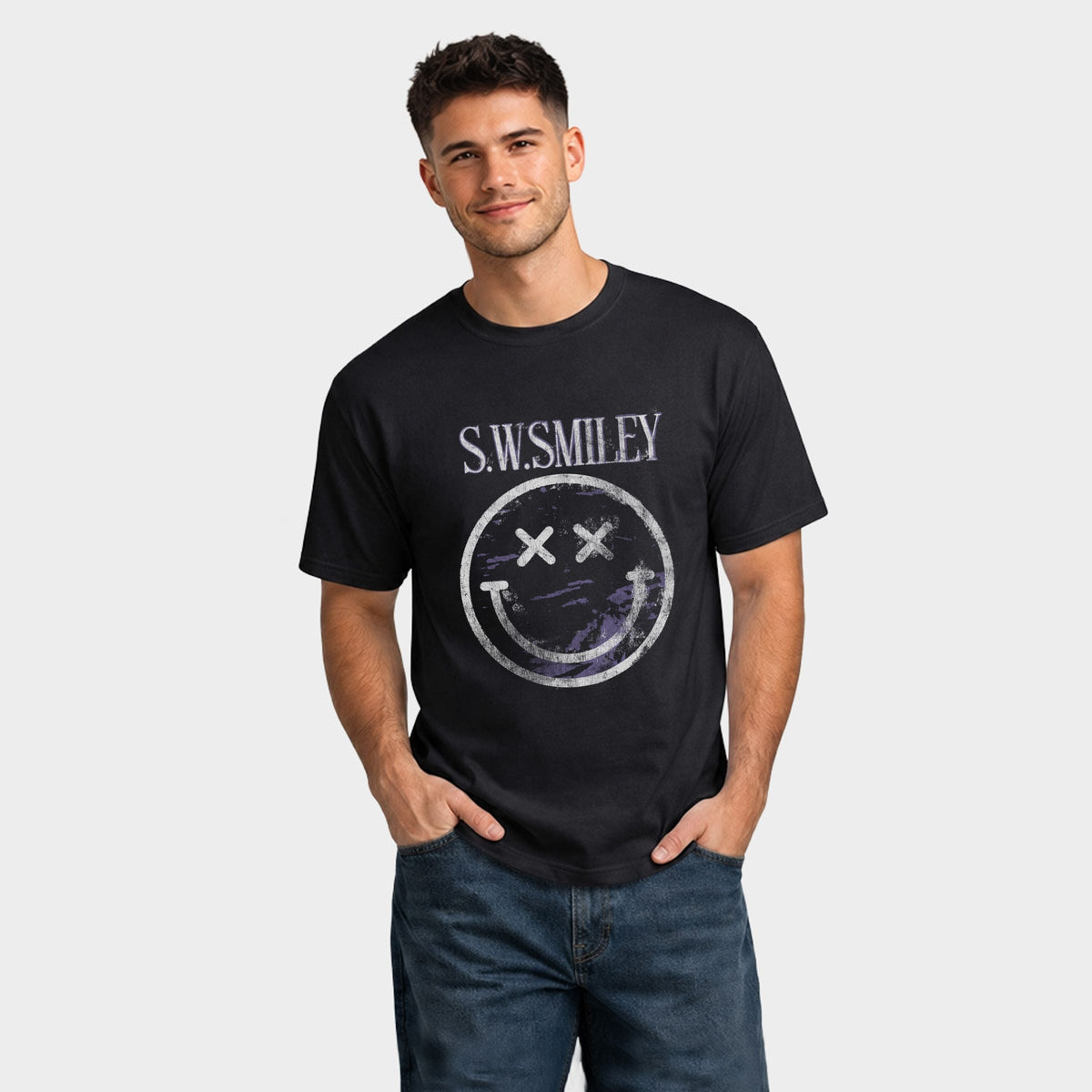 S.W.Smiley Distressed X Eyes - Men's Garment Dyed Graphic product image 4