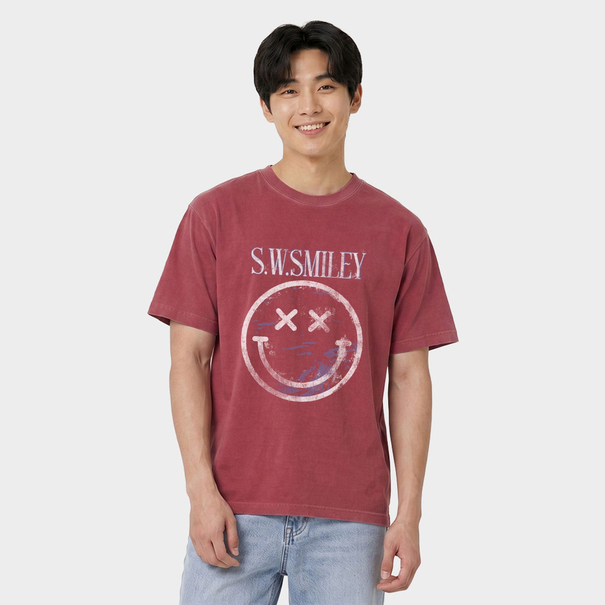 S.W.Smiley Distressed X Eyes - Men's Garment Dyed Graphic product image 1