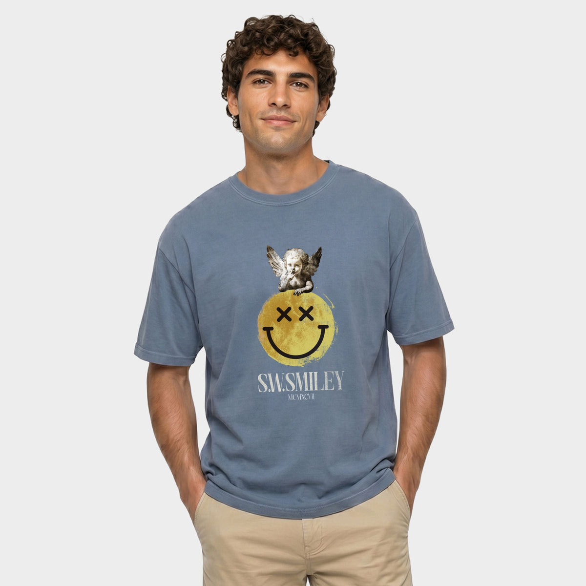 S.W.Smiley Shushing Cherub - Men's Garment Dyed Graphic product image 4